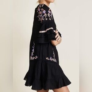 Free People Pavlo Embroidered Ruffled Mini Dress